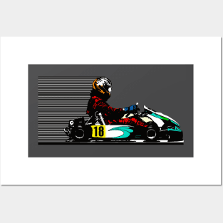 Go Kart Racer in Motion Posters and Art